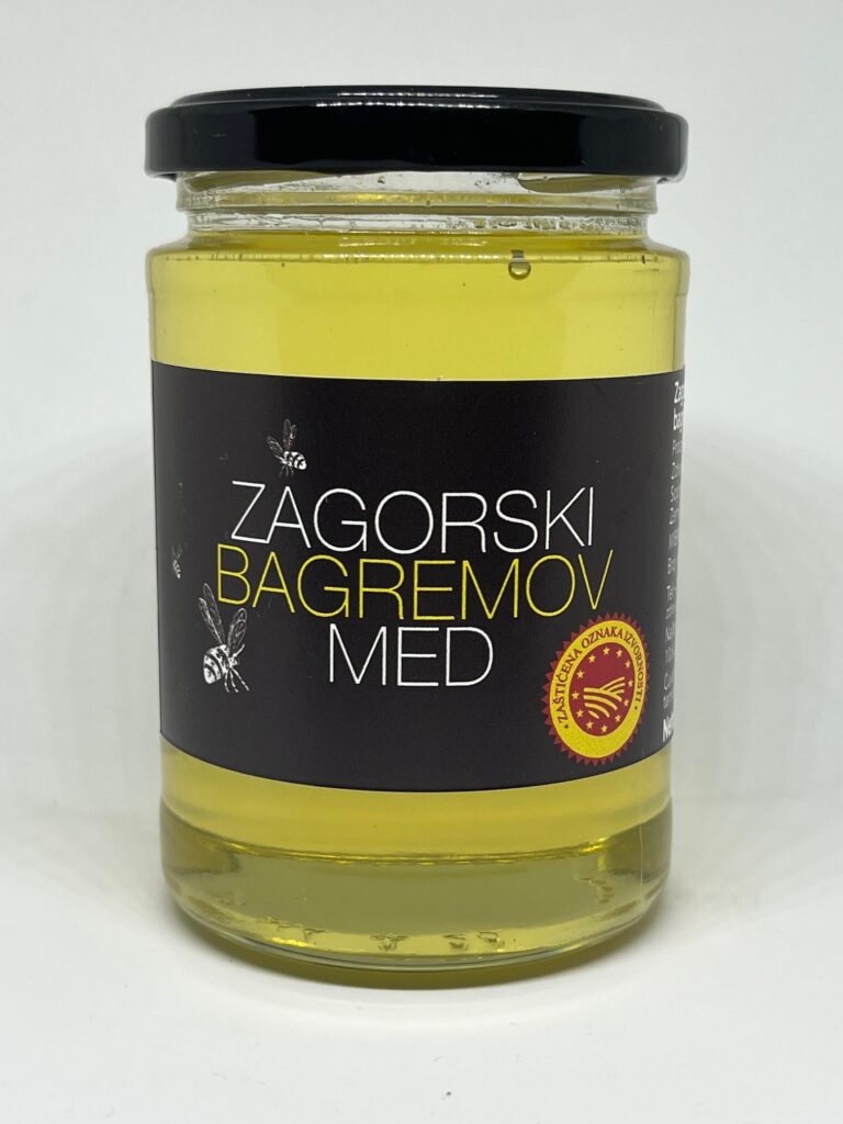 Zagorski Bagremov Med u premium staklenkama koje ističu njegovu čistu zlatnu boju